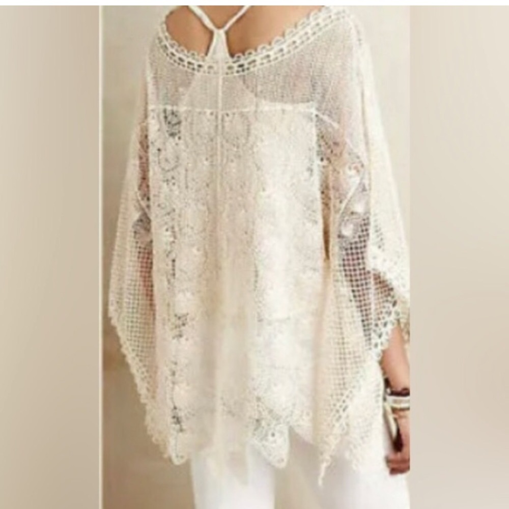 ANTHROPOLOGIE Sparrow Cotton Lace Poncho NWOT - Picture 1 of 10